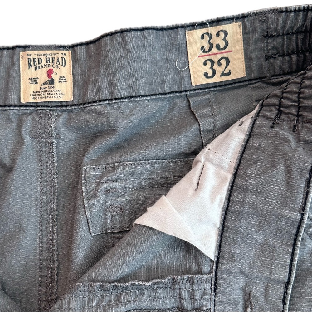 REDHEAD ~ Men’s Straight Leg Gray Cargo Utility Pants w/Zipper Fly size 33 x 32 - Picture 2 of 8